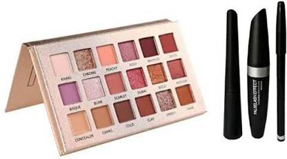 TUMR 18 MULTICOLOR EYESHADOW PALLETE WITH 3IN1 BLACK EYELINER