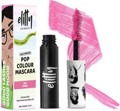 Elitty Pop Colored Lush Lashes Mascara (Pink)| Waterproof, Smudge Proof | 5 ml