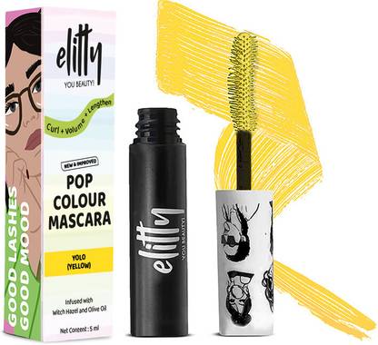 Elitty Pop Colored Lush Lashes Mascara (Yellow)| Waterproof, Smudge Proof | 5 ml