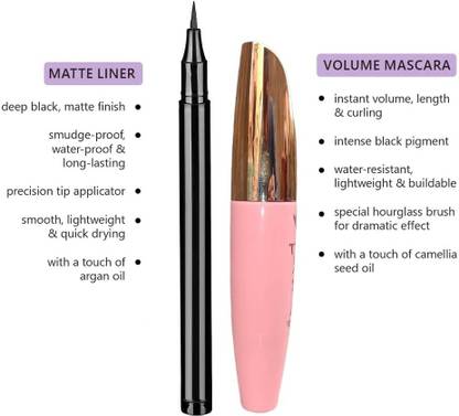 LILLYAMOR HD Big Flash Eye Mascara & Liner Smudge & Water Proof Deep Black 10 ml