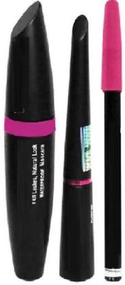 Fleeto Black Waterproof, Smudge Proof EYELINER with MASCARA ,EYEBROW PENCIL (3in1) 3 ml