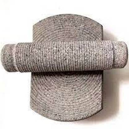 shubasini traders Sil Batta, Hand Grinder, Ammikkalu, Mortar and Pastle, Shil Nora, 10 inch Stoneware, Ceramic Masher