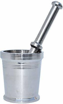 India Pride Stainless Steel Mortar Pestle Set, Spice Mixer ,Khalbatta for Kitchen Big Size 3 Stainless Steel Masher