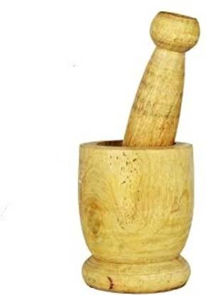 too much handcraft okhli set kharal gerinder masher (yellow) by too much Wood Masher