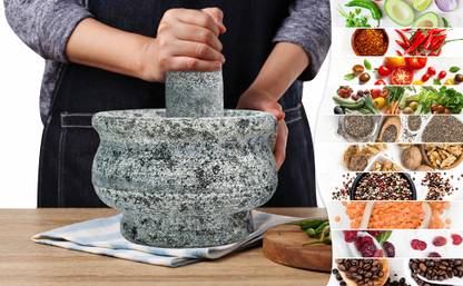 Shubasini Stone Mortar and Pestle Set Khal/Ohkli Musal | okhli Masher Stoneware Masher