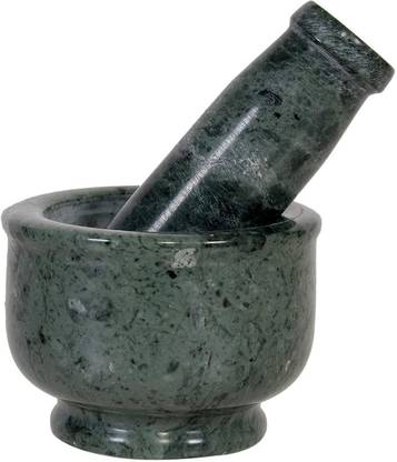 Ptr Durable Marble Imam Dasta/Mortar and Pestle Set/Ohkli Musal Green - 3 inch Marble Masher
