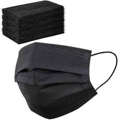 WOVFLY CARING SOLUTIONS 3 Ply Disposable Surgical Face Mask with Soft Fabric & Built-in Nose Pin 3 Layer ( Ply ) Black Surgical Mask - 100 Piece Non-Washable Surgical Mask With Melt Blown Fabric Layer