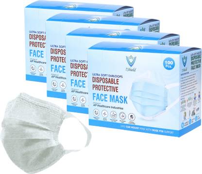 7SHIELD CE and ISO Certified with Extra soft Fabric ear loop and Inbuilt Plastic coated Nose pin disposable unisex mask soft fabric Ear loop Soft loop Mask Water Resistant Surgical Mask