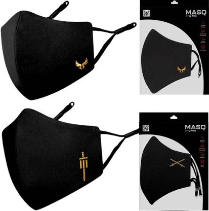 MASQ 4 Layer Protective, 100% Cotton Cloth Face Mask Combo for Men with Ear Loops Sabre Wings Reusable, Washable Cloth Mask