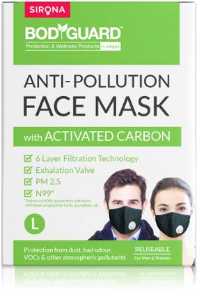 BodyGuard N99 + PM2.5 Reusable Anti Pollution Face Mask with Activated Carbon - Large Pack of 1,