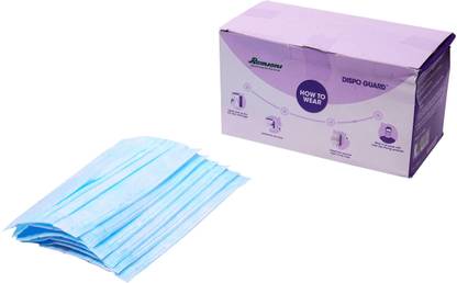 Romsons Dispo Guard 3 Ply Mask With Softest Ear Loops 50 pcs Surgical Mask With Melt Blown Fabric Layer
