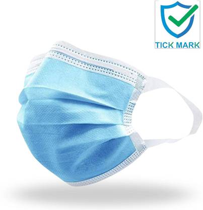 tick mark Blue Soft loop Surgical mask with Extra soft Fabric ear loop 50pc soft loop Breathable,Disposable Water Resistant Surgical Mask With Melt Blown Fabric Layer
