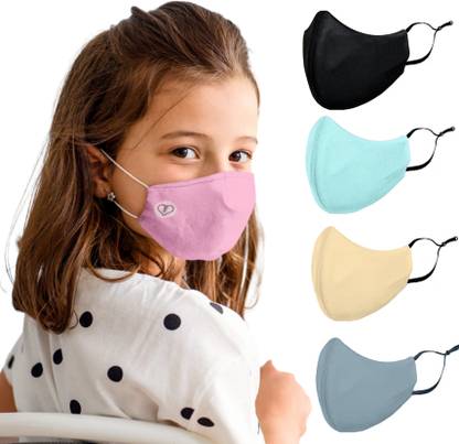 SUBHUSHA SUPER SAFETY 3 Layer Cotton kids mask combo pack Reusable Washable Breathable Skin Friendly Soft Cotton Fabric Face Mask with Adjustable Ear loops for Boys Girls Children Babies (Anti Pollution Mask , Anti Viral Mask , Anti Bacterial Mask ) (School Mask , Outdoor Mask , Kids Party Mask) (Child Mask , Kids Mask 3 years, Kids Mask 4 years , kids Mask 5 years , kids mask 6 years , kids mask 7 years , kids mask 8 years , kids mask 9 years , kids mask 10 years up to 14 yrs ) C-5 kids Plain Cloth mask, Pink, S. Blae, Beige , Grey, Black Reusable, Washable Cloth Mask