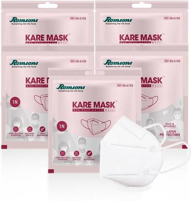 Romsons Kare Mask, N95 Respirators Kare Mask, N95 Respirators, with 6 Layer Protection (5 Pieces)