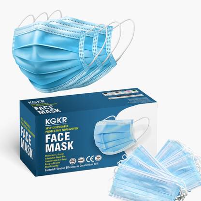 KGKR Surgical Mask With Melt Blown Fabric Layer Blue-200 Non-Reusable, Non-Washable, Water Resistant Surgical Mask With Melt Blown Fabric Layer