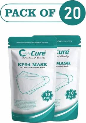 C-Cure KF94 Mask for Adult, 4 Layer Filtration, Comfortable Ear loops, Breathable CCKF94FM-20W Reusable