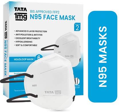 1MG BIS Approved FFP2 N95 Mask - Head Loop, 6 Layers Protection Face Mask Cloth Mask