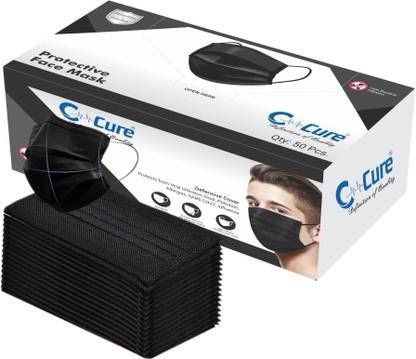 C-Cure 3 Ply Disposable Face Mask Black & White Dual Color BW50 Non-Reusable Surgical Mask With Melt Blown Fabric Layer