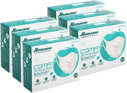 Romsons Comfit 3D Face Mask Comfit 3D Face Mask (Pack of 6), 150 pcs Surgical Mask