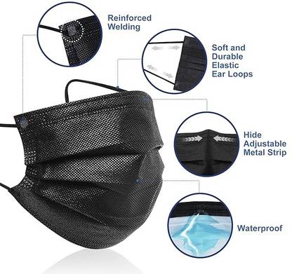 DM SPECIALLY FOR SPECIALIST 3Ply Black Surgical Mask Disposable Nonwoven Fabric Face Mask Surgical Mask With Melt Blown Fabric Layer