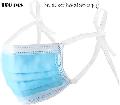 Dr. Select HEADLOOP TIE 100 PCS 3 PLY |MELTBLOWN FILTER | STRONG ELASTIC | 100% SAFE & SOFT Surgical Mask With Melt Blown Fabric Layer