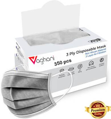 Vaghani 350 Pcs Nose Pin 3 Ply Pharmaceutical Primium Mask 3 Ply Polluation Primium Mask 350 Pcs ( 75 Gsm ) Surgical Mask With Melt Blown Fabric Layer