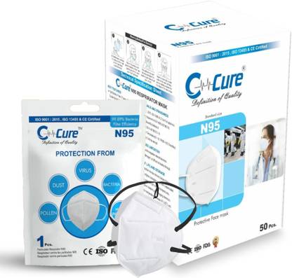 C-Cure N95 Disposable Face Mask with Adjustable Head Loop 5 Layer Protection N95 Disposable Face Mask with Adjustable Head Loop Reusable, Washable