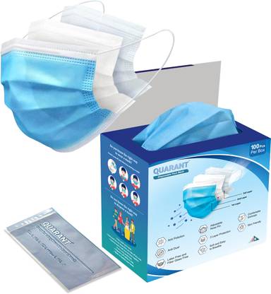 QUARANT 3 Ply Protective Surgical Face Mask, UV Sterilized, BFE >98% & PFE >95%, PFM Water Resistant Surgical Mask With Melt Blown Fabric Layer
