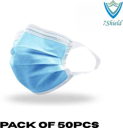 7SHIELD CE and ISO Certified Surgical mask with Extra soft Fabric ear loop 50pc softloop Non-Washable, Non-Reusable Surgical Mask