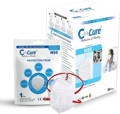 C-Cure N95 Disposable Face Mask with Adjustable Head Loop 5 Layer Protection CDN95FMWHL-10 Reusable, Washable