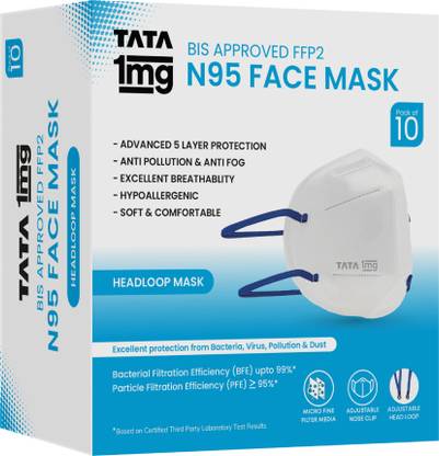 TATA 1mg BIS Approved FFP2 N95 Mask (Premium Face Mask 5 Layer) Reusable