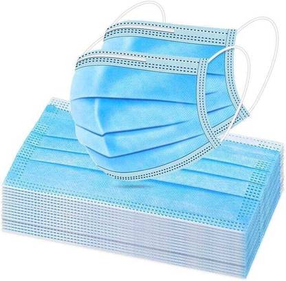 WOVFLY CARING SOLUTIONS 3 Ply Disposable Surgical Face Mask with Soft Fabric & Built-in Nose Pin 3 Layer ( Ply ) Blue Surgical Mask - 50 Piece SMS Non Woven Fabric Non-Washable Surgical Mask With Melt Blown Fabric Layer