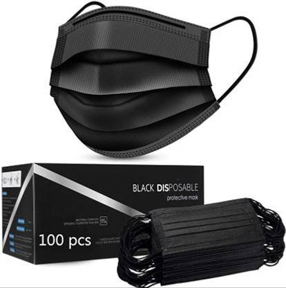 Vaghani 3 Ply Surgical Mask (100 Piece) ( Black ) Surgical Mask With Melt Blown Fabric Layer