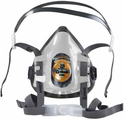 Venus V-900 Half Face Mask Grey Without Cartage's ISI certified Patented Twist & Click Lock Mechanism Use Spray Painting Respiratory Protection Safety Gas Environment