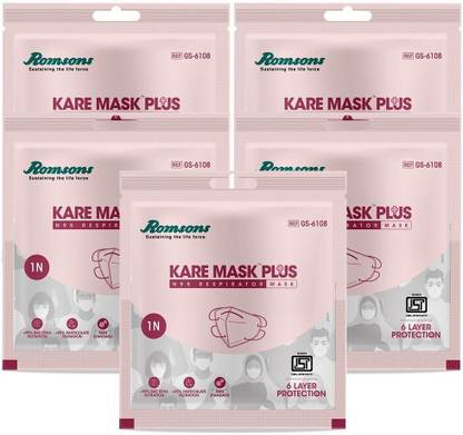 Romsons Kare Mask Plus, N95 Respirators Kare Mask Plus, N95 Respirators, 1 Pc/Pack (Pack of 5)