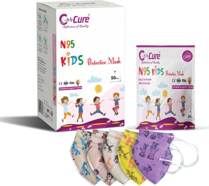 C-Cure Kids N95 Mask For 8-12 Years 5 Layer Face Mask For Kids N95 Mask Disposable Mask (3 to 12 Years)