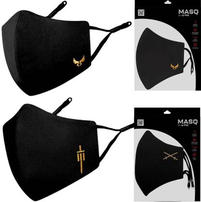 MASQ 4 Layer Protective, 100% Cotton Cloth Face Mask Combo for Men with Ear Loops Sabre Wings Reusable, Washable Cloth Mask