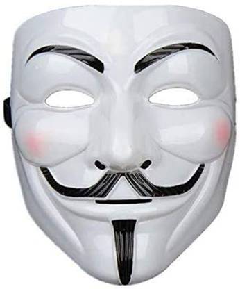 MGT CREATION V For Vendetta Mask Guy Fawkes Halloween Masquerade Party Mask White, set of 1 Party Mask