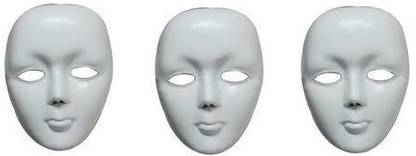 yubirth Very nice very beautiful java party Mask white colour pack of 3 Party Mask