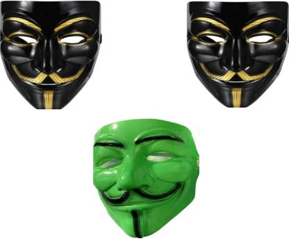 aaru singh 2 black with 1 green vendetta pack Party Mask