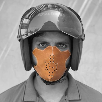 AAKAR Leather Mask Motorcycle Biker Half Face Mask Anti-Dust Sport Mask Decorative Mask