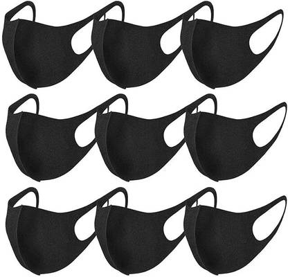 Rkcreation Nylon Reusable stretchable fashion mask(pack of 9) Party Mask