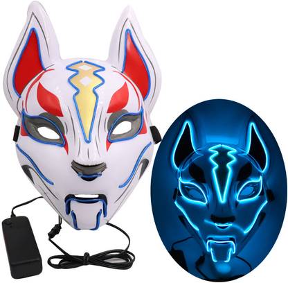 HANNEA Halloween Mask, Fox Mask LED Mask, Fortnite Light-up Mask for Halloween Cosplay Party Mask