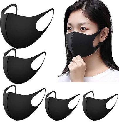 Rkcreation Black Face Mask Covers with Elastic Ear Loop Cover Full Face Anti-Dust, Washable Decorative Mask