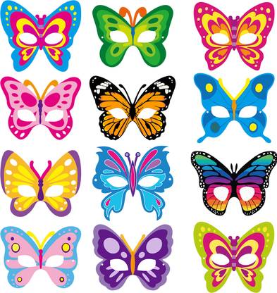 ZYOZI Butterfly Theme Birthday Masks / Butterfly Theme Masks for Kids (Pack Of 12) Party Mask