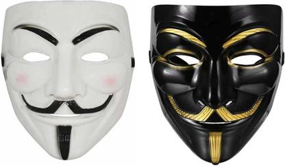 Flipace Vendetta Character Mask For Party (Pack Of 2, Black & White) Party Mask