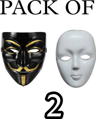 yubirth Solid stylish java clever with super black vendetta combo pack of 2 party Mask Decorative Mask