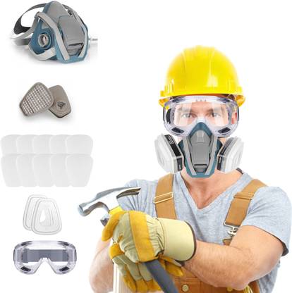 SERPLEX Industrial Dual Filtration Respirator Mask Protective Goggles Kit Party Mask