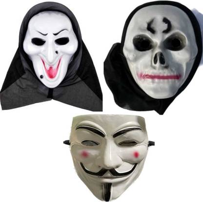 JAI GURU JI 3 unique special multicolor combo pack 1 joker white vendett 2 halloween Decorative Mask