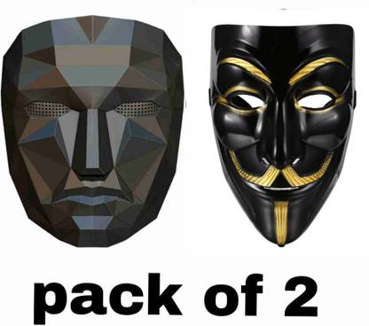yubirth Black squad game master vs black clever vendetta mask pack of 2 Decorative Mask
